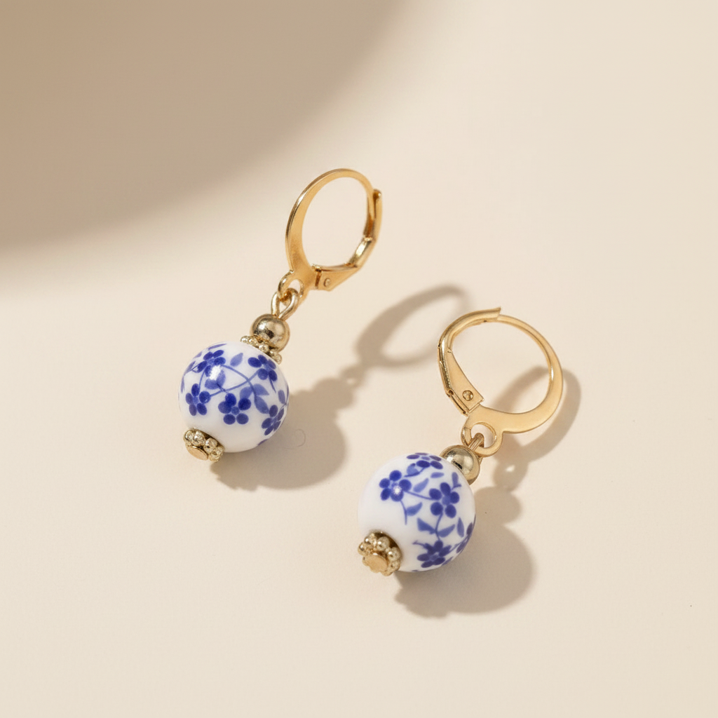 Boucles d'oreilles Rachel - céramique plaquée or 18K